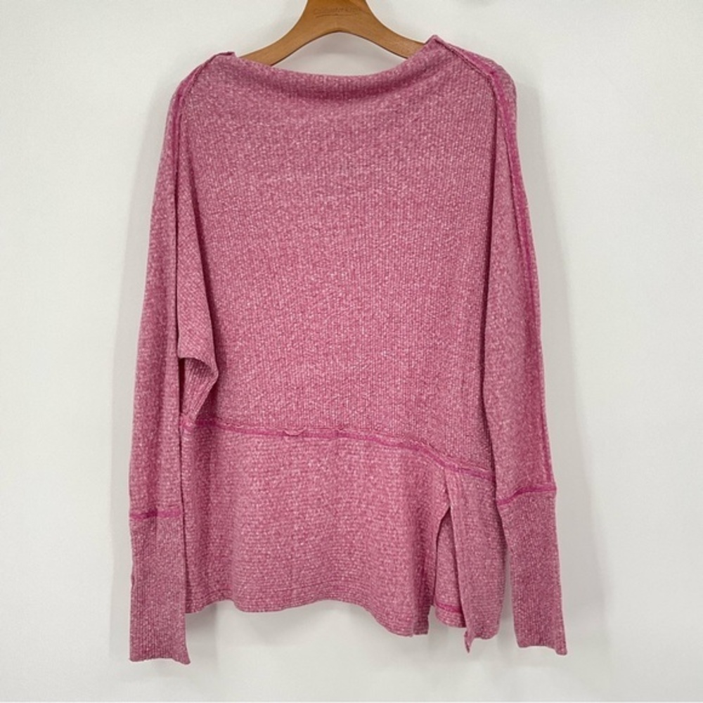 We The Free, Free People Pink Knit Boho‎ Loose Fit Oversized Top Size Medium C5